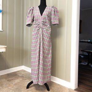 Zara Dresses/ Zara Puff Sleeve, Ruched Front, Long Midi Dress. Size XL